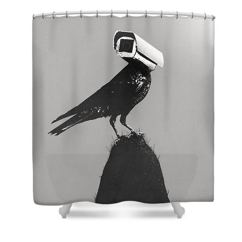 Cctv Shower Curtain featuring the digital art The Lookout by Nicebleed 