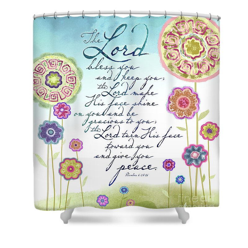 The Lord Bless You And Keep You Artwork Shower Curtain featuring the mixed media The Lord Bless You by Shevon Johnson