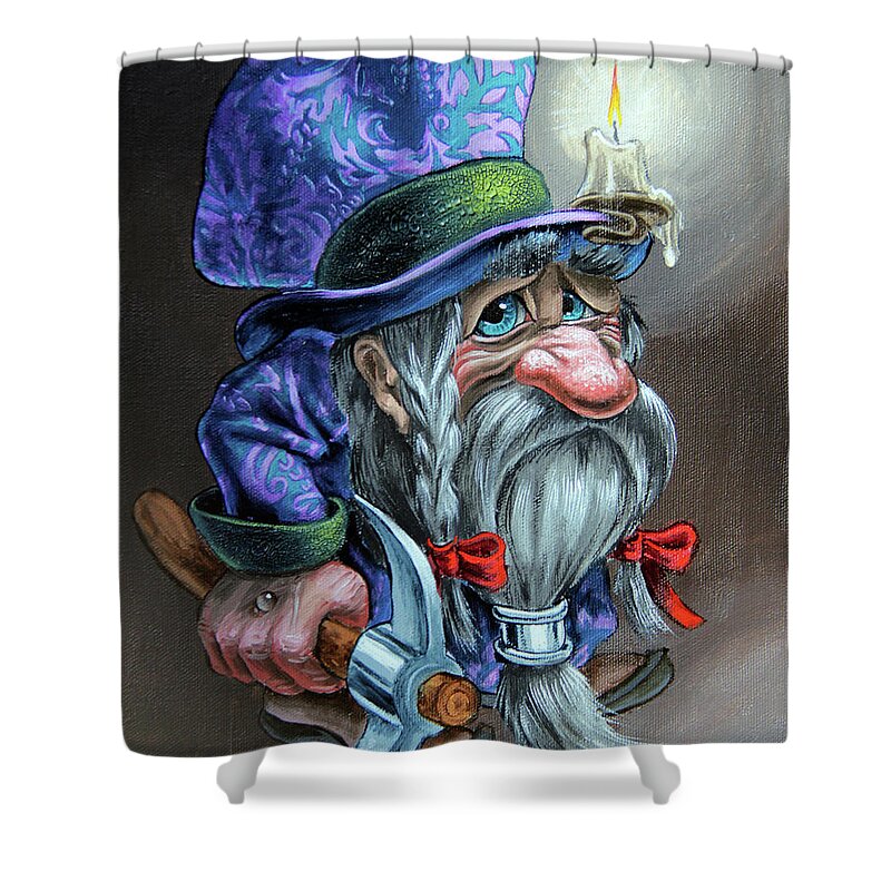 Miner Shower Curtain featuring the painting The Lost Digger by Victor Molev