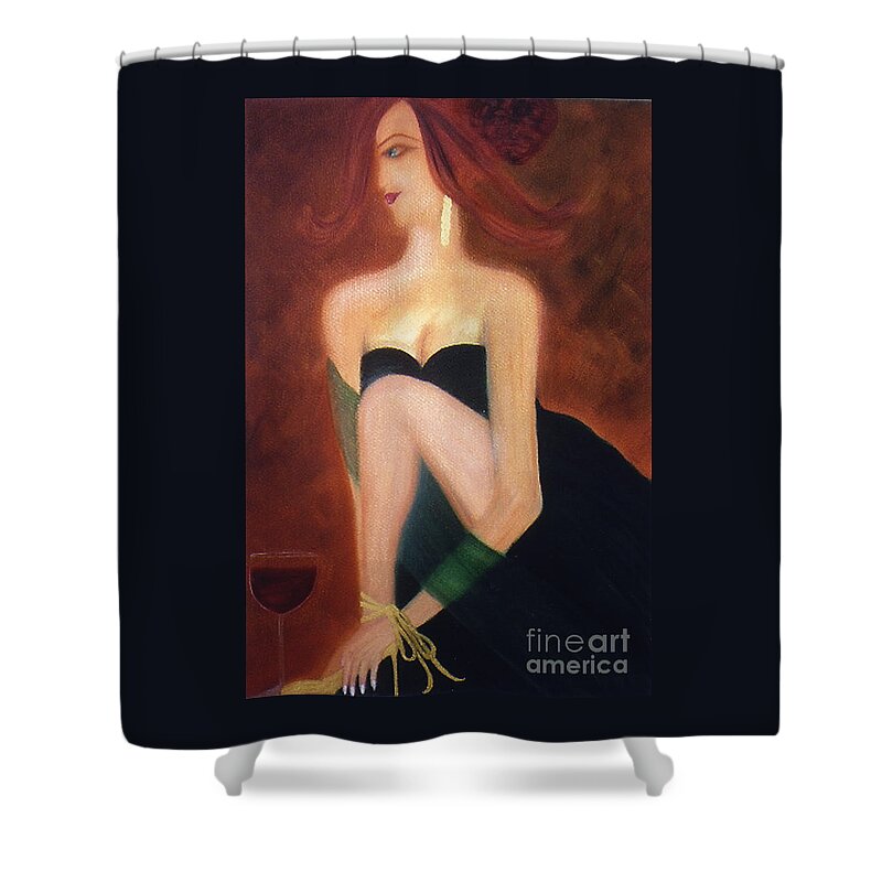 Wine Shower Curtain featuring the painting The Magic and Mystery of Merlot by Artist Linda Marie