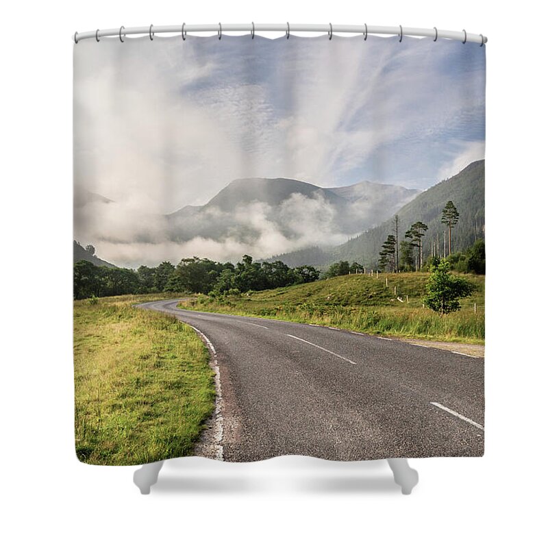Road Shower Curtain featuring the photograph The magic morning by Sergey Simanovsky