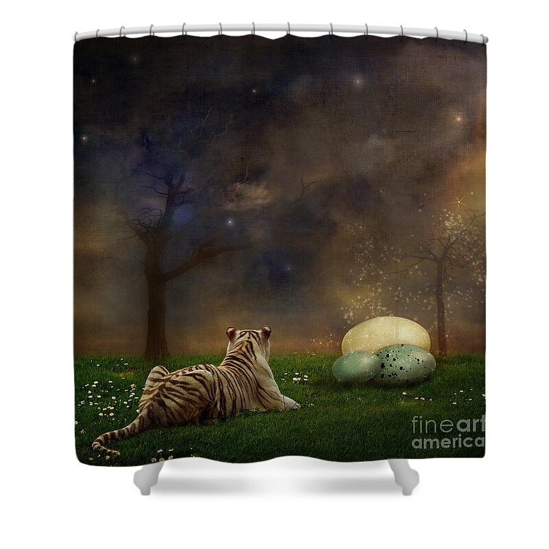 Tiger Shower Curtain featuring the photograph The magical of life by Martine Roch