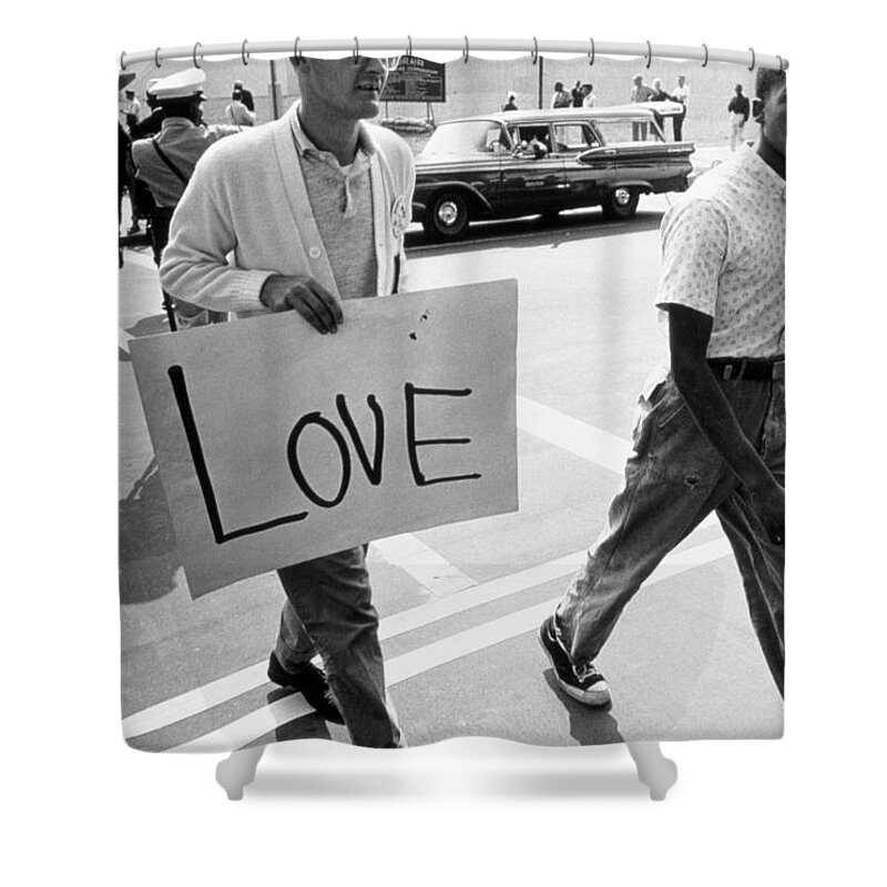 Bill Shower Curtain featuring the photograph The March on Washington  Love by Nat Herz