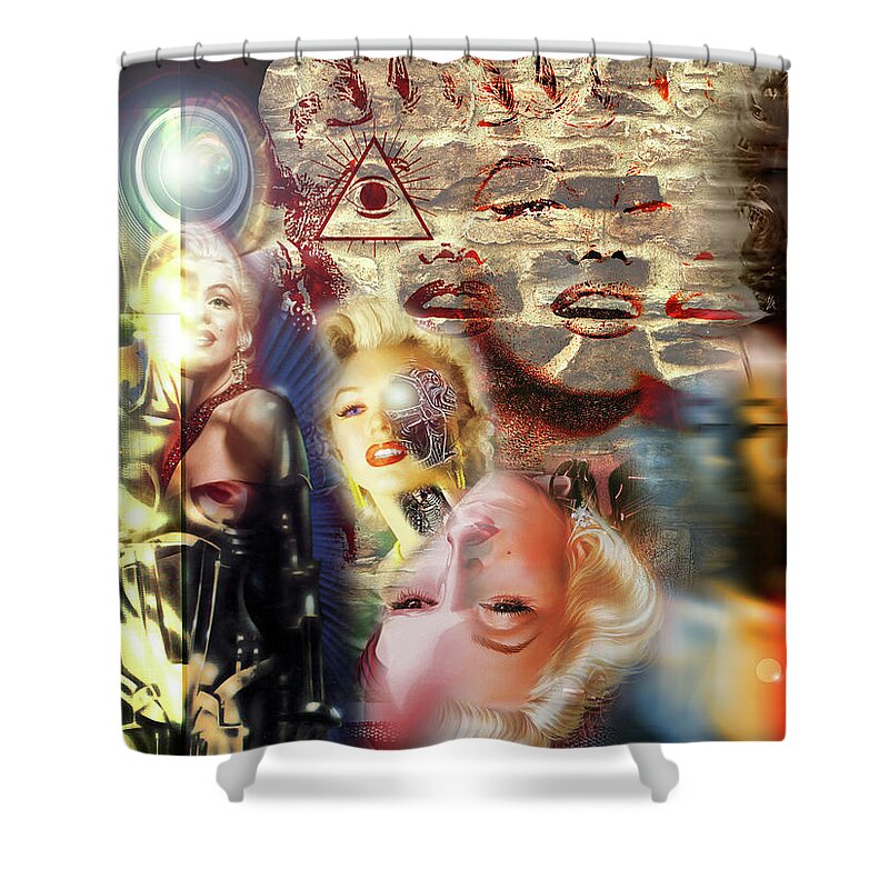 Marilyn Shower Curtain featuring the digital art The Marilyn Machine by Jason Bohannon