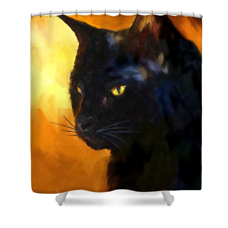 Cat Shower Curtain featuring the painting The Master by Jai Johnson