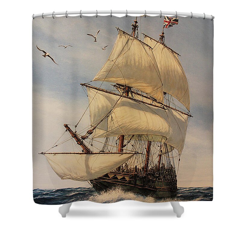 Mayflower Shower Curtain featuring the painting The Mayflower by Dan Nance