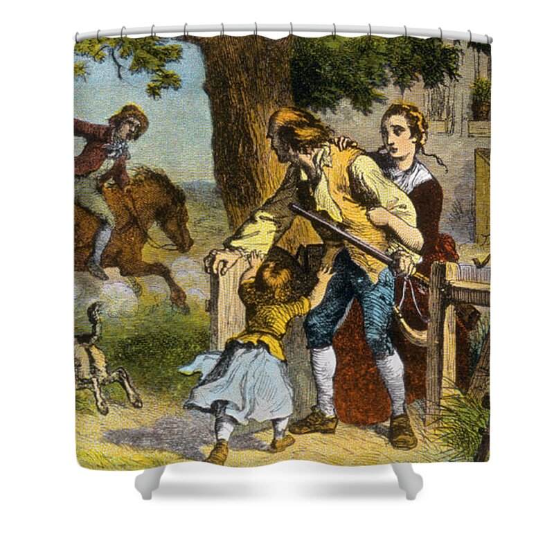 History Shower Curtain featuring the photograph The Midnight Ride Of Paul Revere 1775 by Photo Researchers