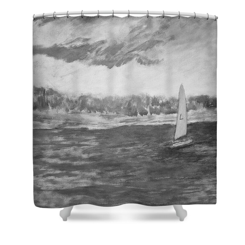 Sailing Shower Curtain featuring the painting The Mighty Luke by John Scates
