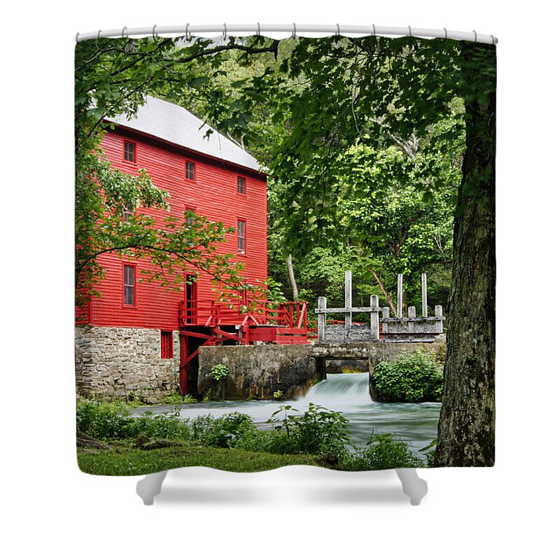 Spring Shower Curtain featuring the photograph The Mill at Alley Spring by Cricket Hackmann