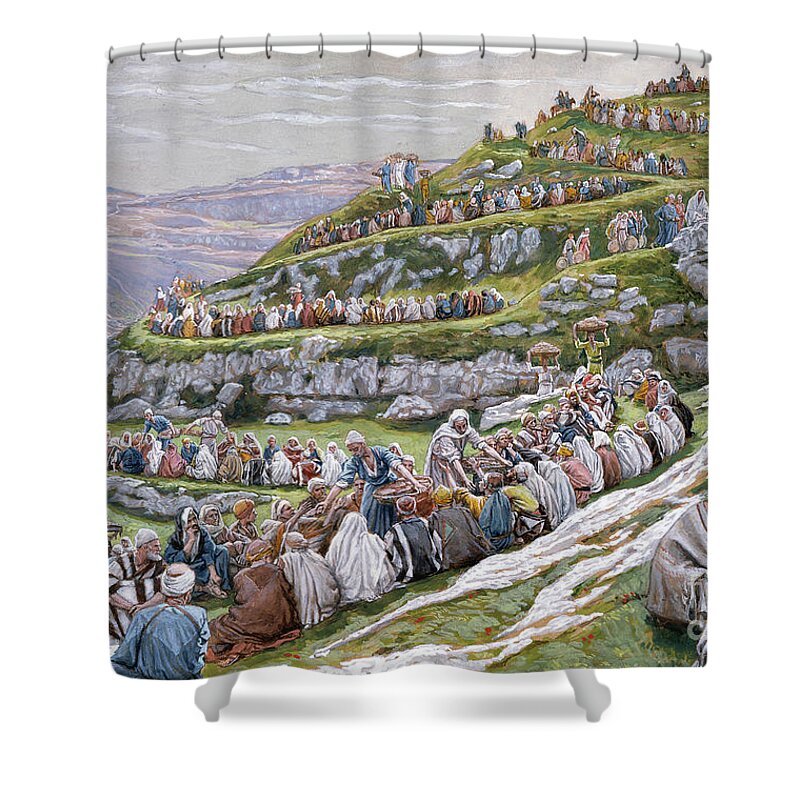 The Shower Curtain featuring the painting The Miracle of the Loaves and Fishes by Tissot