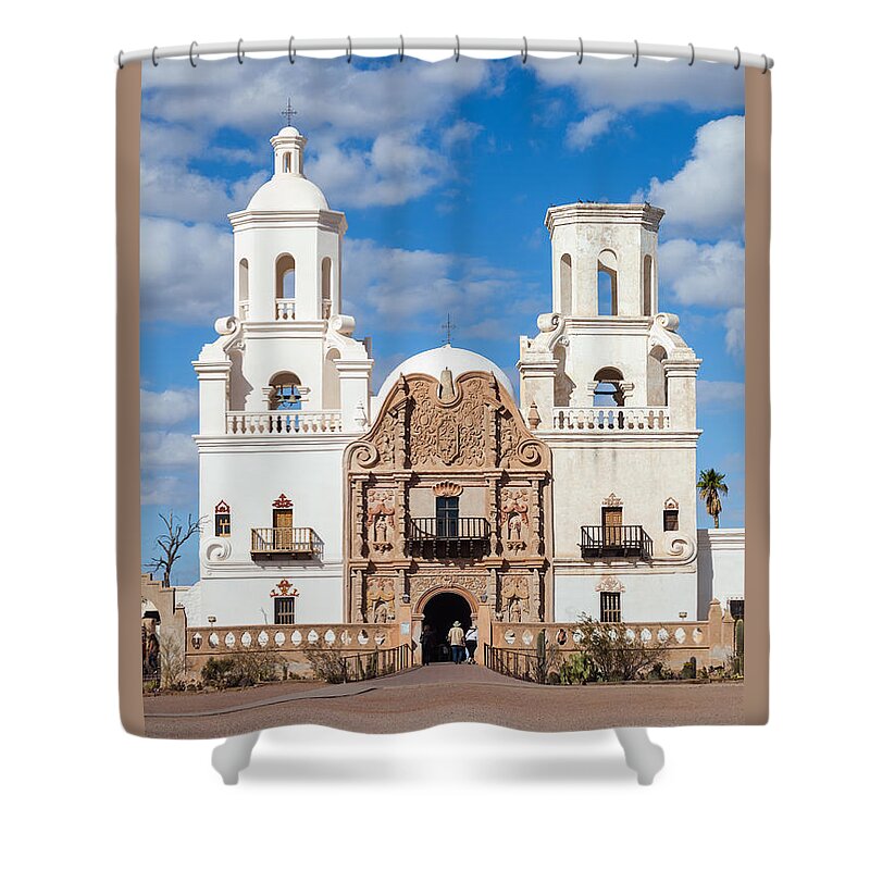 Architecture Shower Curtain featuring the photograph The Mission by Ed Gleichman