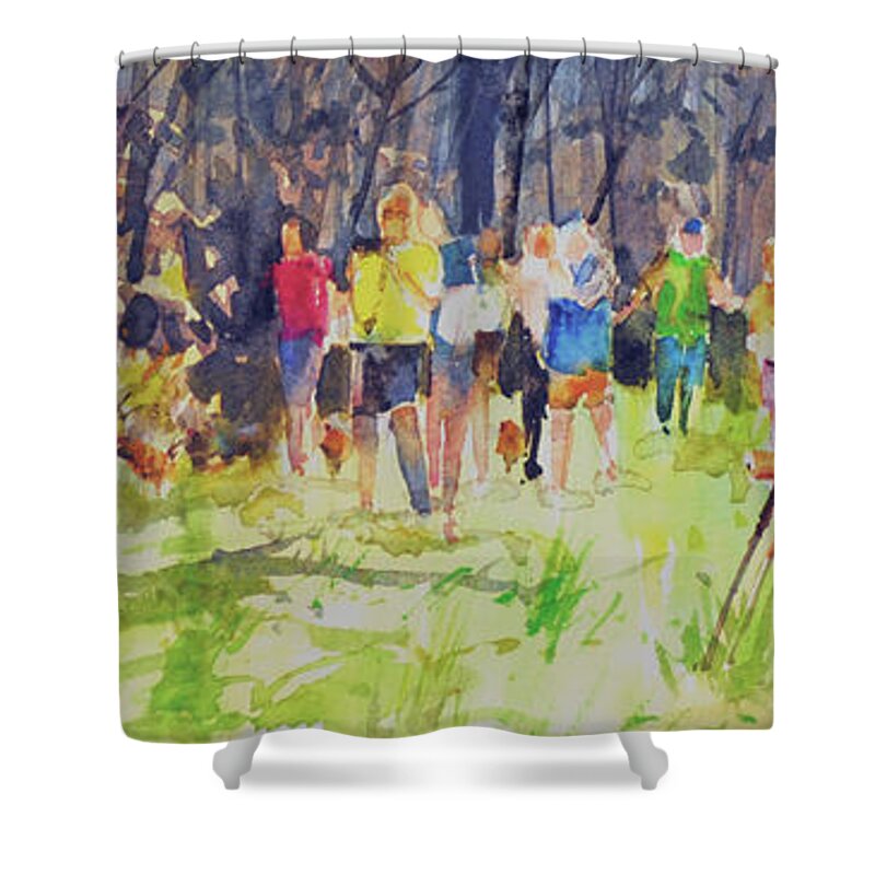 Leaves Shower Curtain featuring the painting The Models by P Anthony Visco