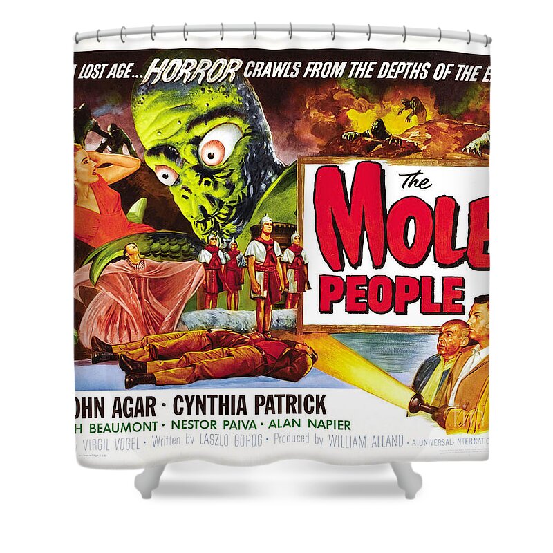 The Mole People Classic Horror Movie Shower Curtain featuring the painting The Mole People classic horror movie by Vintage Collectables