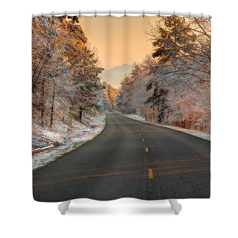 Roadway Shower Curtain featuring the photograph The Morning Shines by Mike Eingle