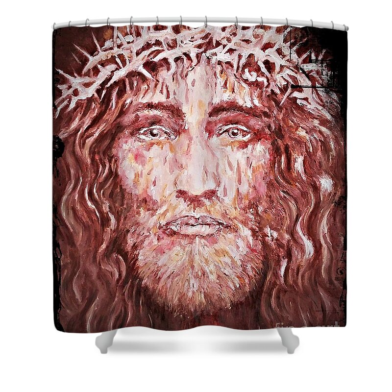 Jesus Shower Curtain featuring the painting The Most Loved Jesus Christ by Amalia Suruceanu