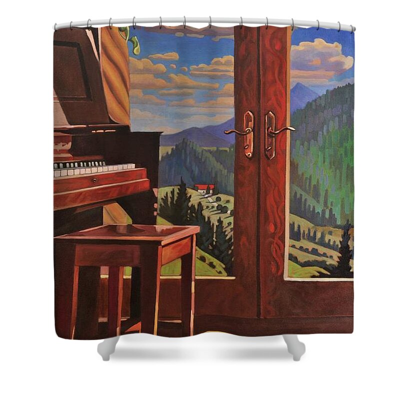 Music Shower Curtain featuring the painting The Music Room by Art West