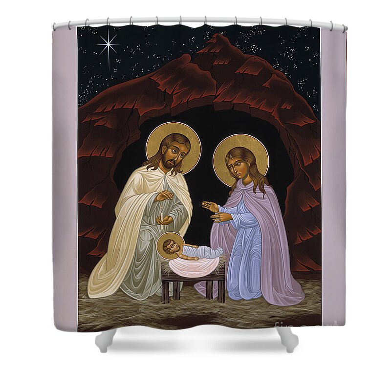The Nativity Of Our Lord Jesus Christ Shower Curtain featuring the painting The Nativity of Our Lord Jesus Christ 034 by William Hart McNichols