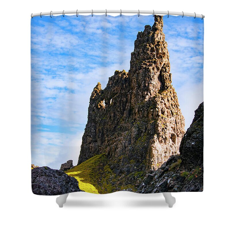 Isle Of Skye Shower Curtain featuring the photograph The Needle Rock Two by Bob Phillips