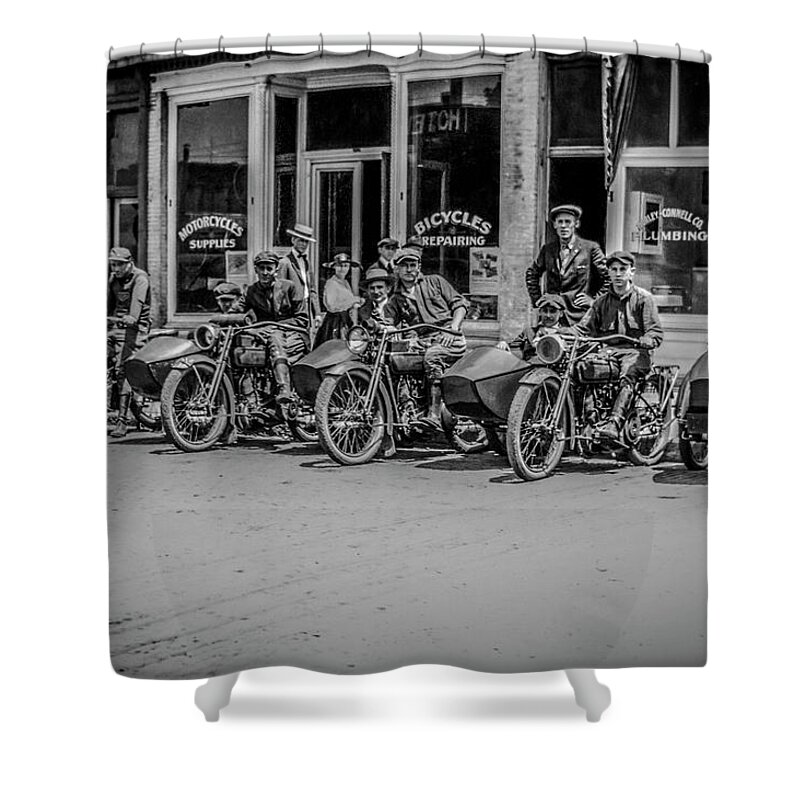 History Shower Curtain featuring the photograph The New Bikes by Ray Congrove