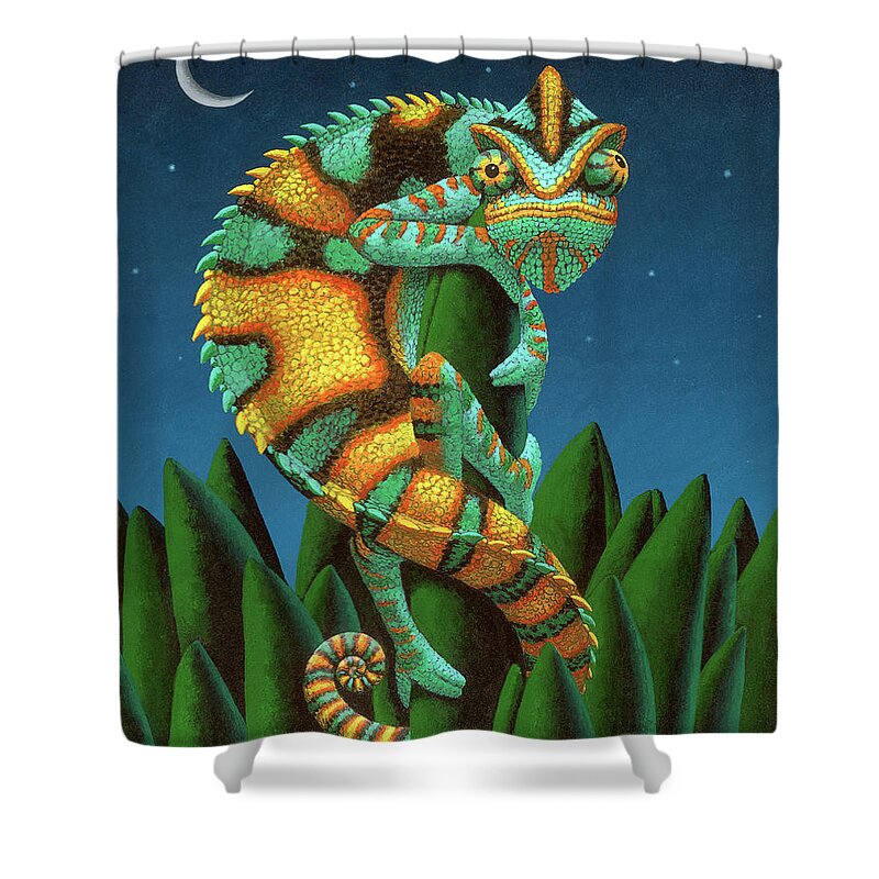 Chameleon Shower Curtain featuring the painting The Night Watch by Chris Miles
