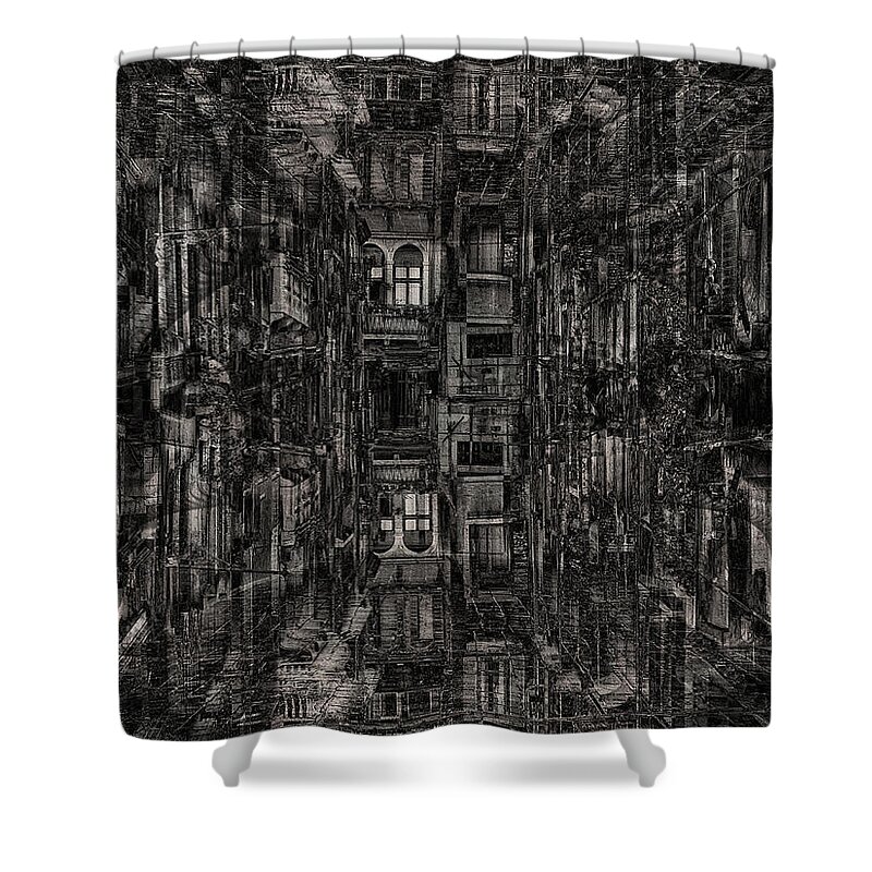 The Nightmare Shower Curtain featuring the digital art The Nightmare by Kiki Art