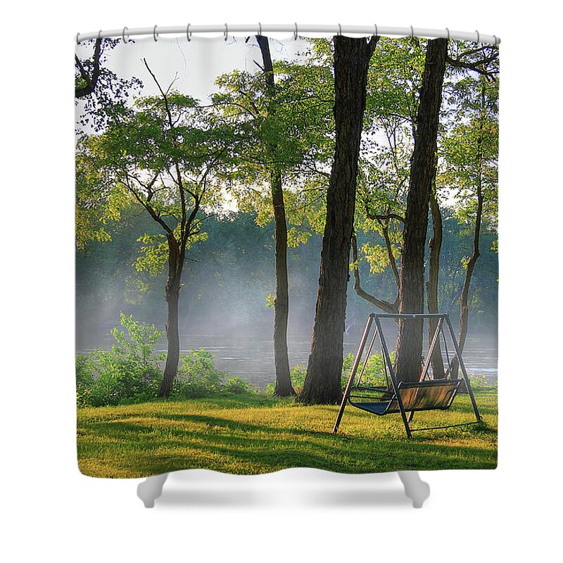 Susquehanna River Shower Curtain featuring the digital art The Nights Closing In by Sharon Batdorf