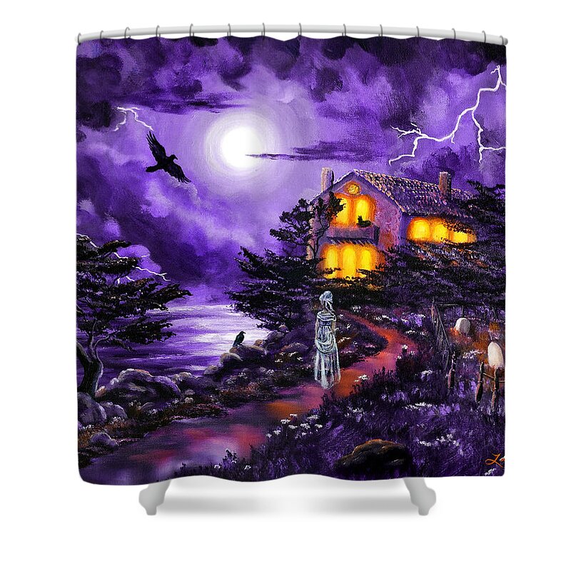 Dark Art Shower Curtain featuring the painting The Night's Plutonian Shore by Laura Iverson