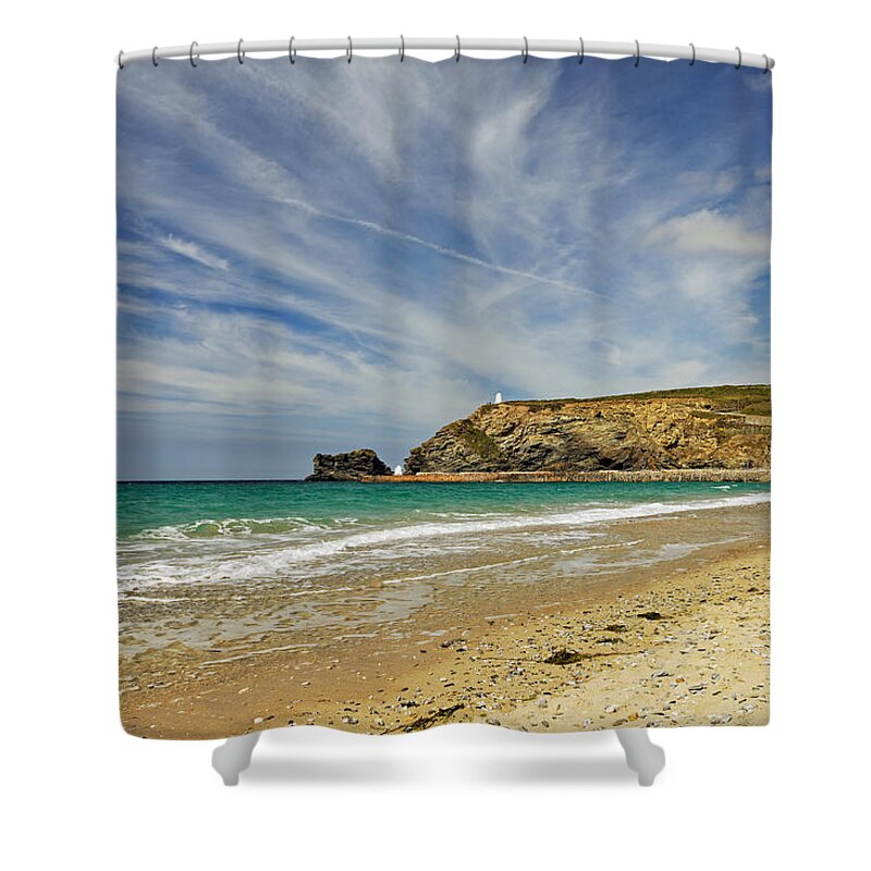Britain Shower Curtain featuring the photograph The North Cliffs of Portreath by Rod Johnson