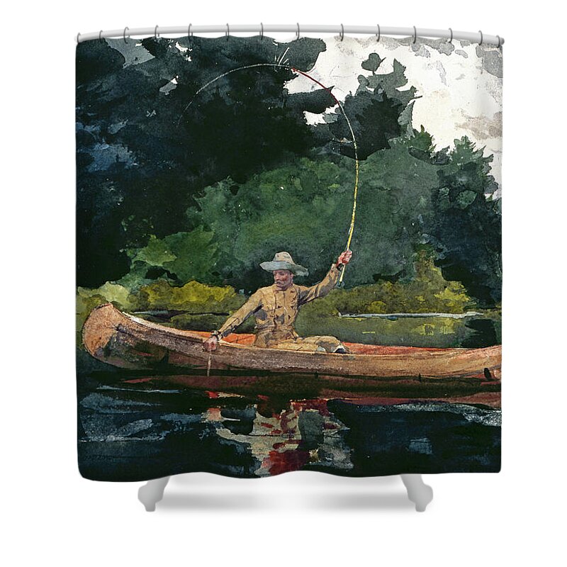 Winslow Homer Shower Curtain featuring the drawing The North Woods by Winslow Homer