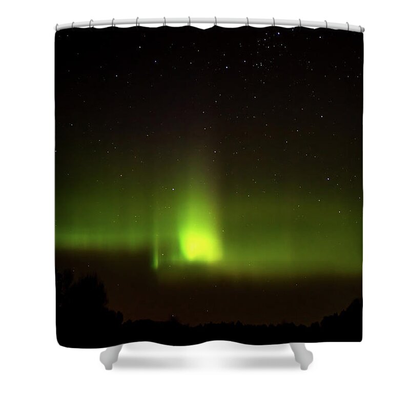 Aurora Borealis Shower Curtain featuring the photograph The Northern Lights Peaks Aurora Borealis by Torbjorn Swenelius