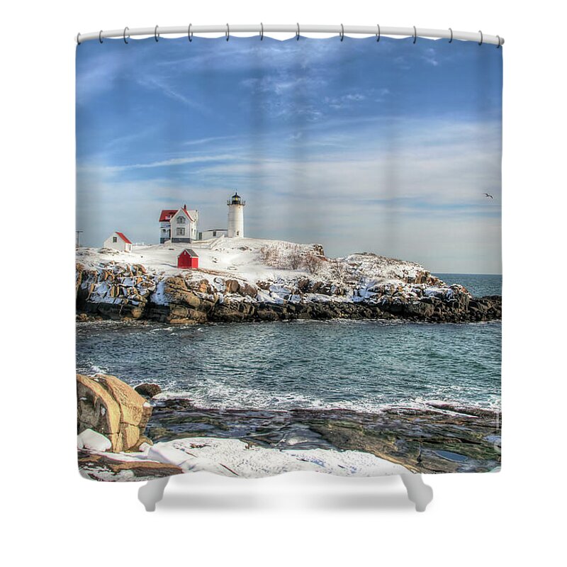 Cape Neddick Shower Curtain featuring the photograph The Nubble Light by LR Photography