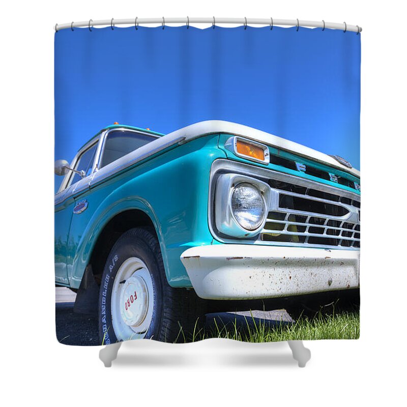 1964 Food Pick Up Truck Shower Curtain featuring the photograph The Old Ford by Steve Gravano
