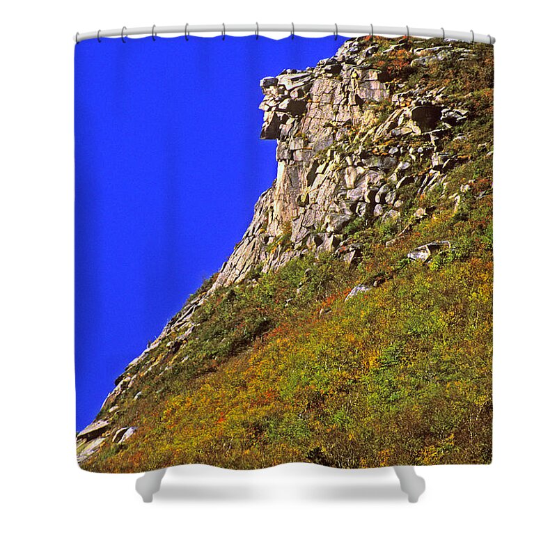 The Old Man Of The Mountain Shower Curtain featuring the photograph The Old Man Of The Mountain by Larry Landolfi
