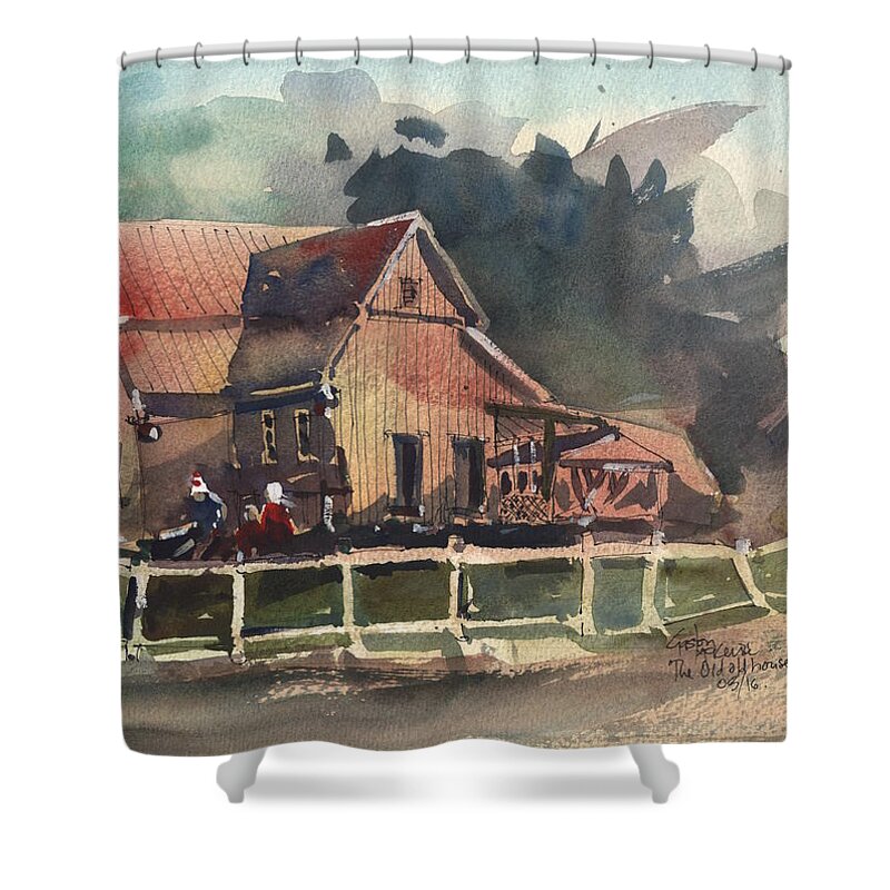 Architecture Shower Curtain featuring the painting The Old old house by Gaston McKenzie