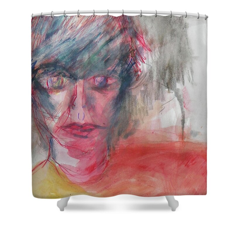 Abstract Shower Curtain featuring the painting The Old Rocker by Judith Redman