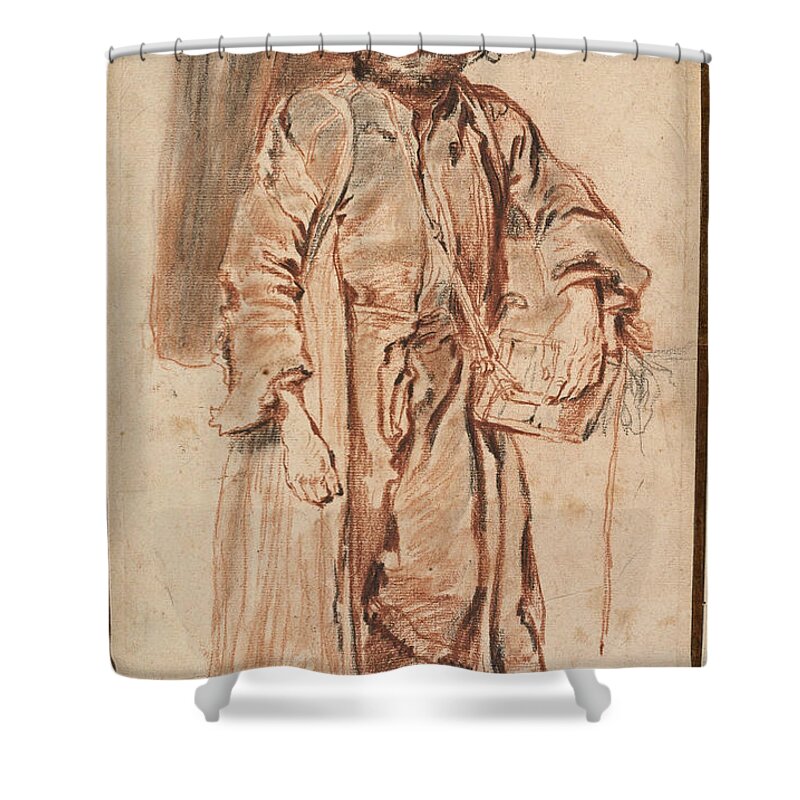 Antoine Watteau Shower Curtain featuring the drawing The Old Savoyard by Antoine Watteau