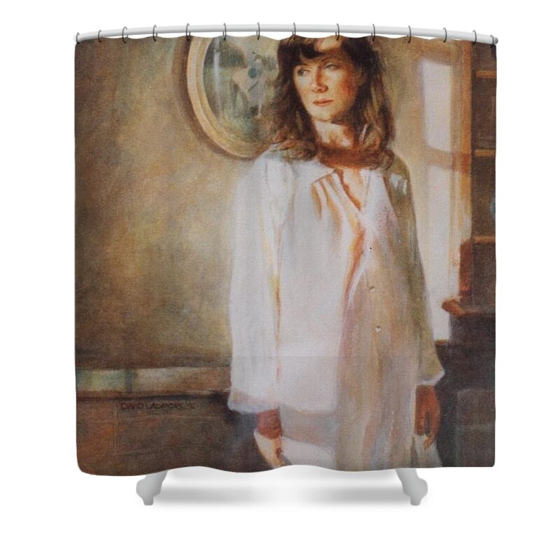 Portrait Shower Curtain featuring the painting The Old Watercolour by David Ladmore