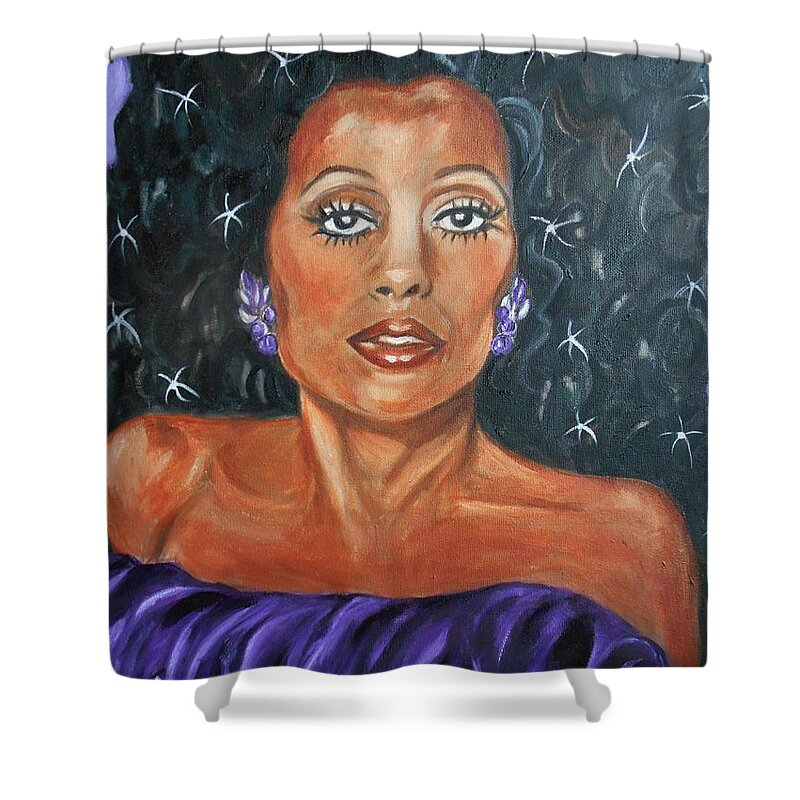 Diana Ross Shower Curtain featuring the painting The One and Only Diana Ross by Yesi Casanova