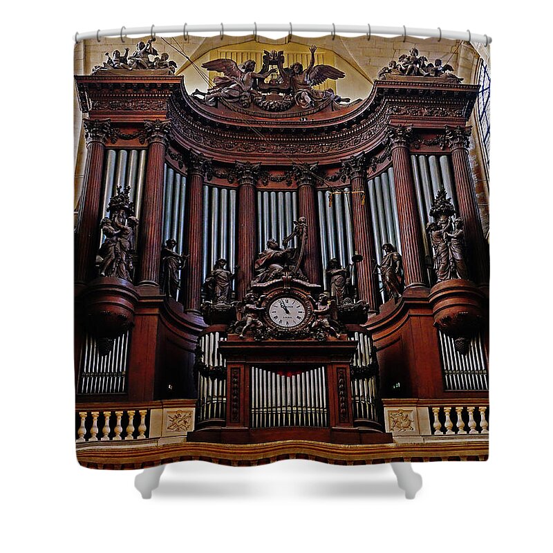 Paris Shower Curtain featuring the photograph The Organ Within Saint-Sulpice In Paris, France by Rick Rosenshein