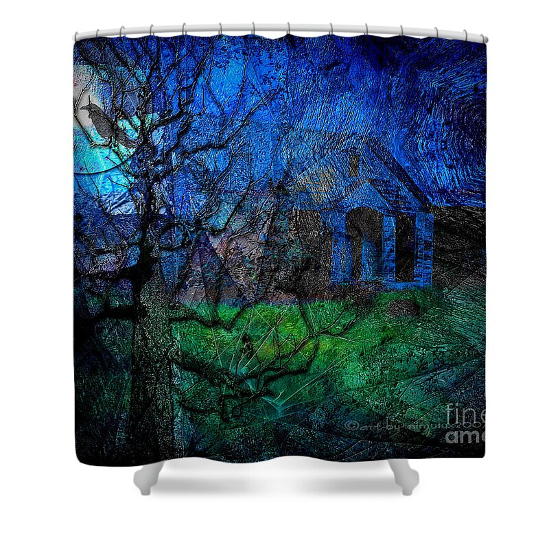 Midnight Shower Curtain featuring the digital art The Other Side of Midnight by Mimulux Patricia No