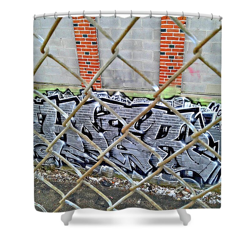 Graffiti Artists Shower Curtain featuring the painting The Overpass by Anitra Handley-Boyt