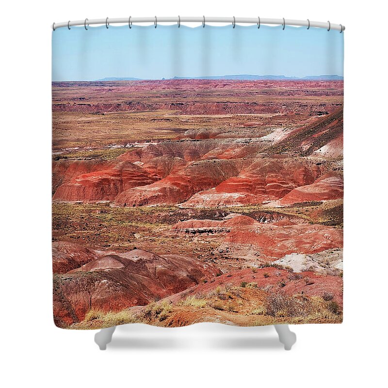 Arizona Shower Curtain featuring the photograph The Painted Desert by Mary Capriole