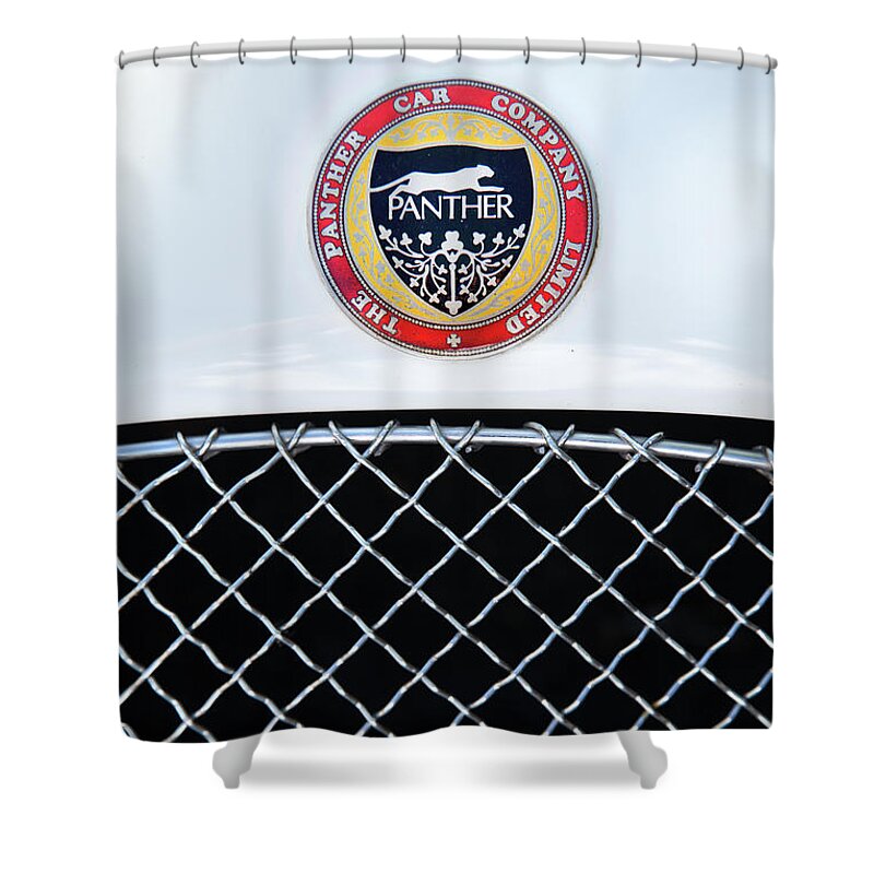 Old Cars Shower Curtain featuring the photograph The Panther Car Company by Theresa Tahara