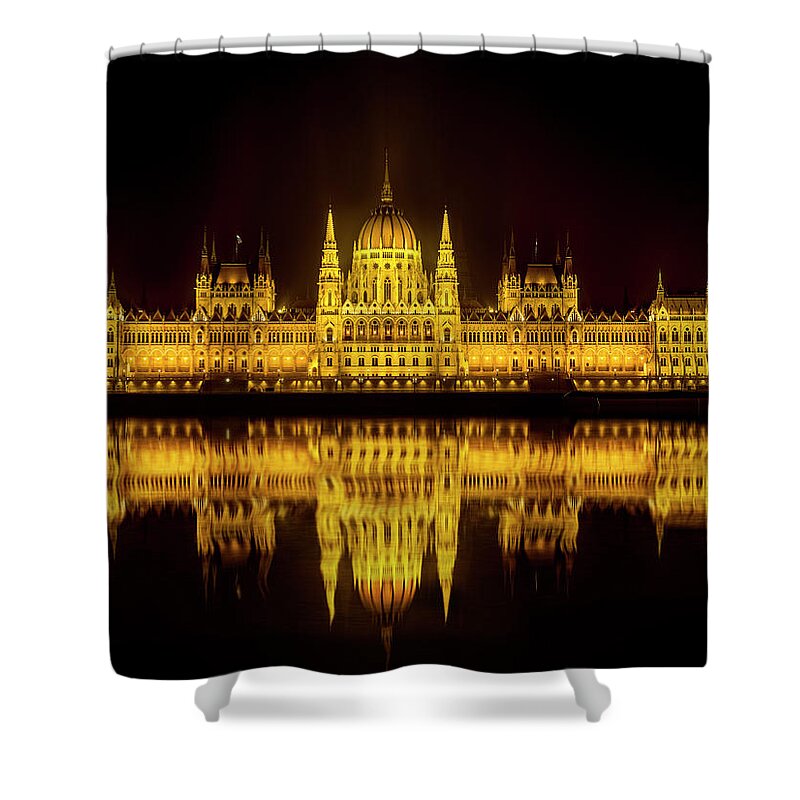 Danube Shower Curtain featuring the photograph The Parliament house by Usha Peddamatham