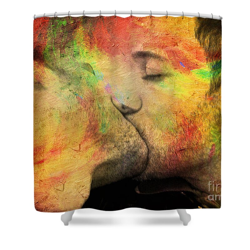 Kiss Shower Curtain featuring the painting The passion of one kiss by Mark Ashkenazi