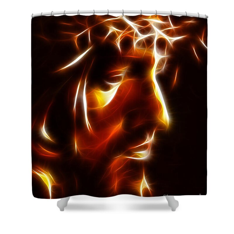 Jesus Shower Curtain featuring the mixed media The Passion of Christ by Pamela Johnson