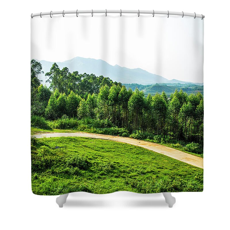 Scenery Shower Curtain featuring the photograph The path in the mountain by Carl Ning