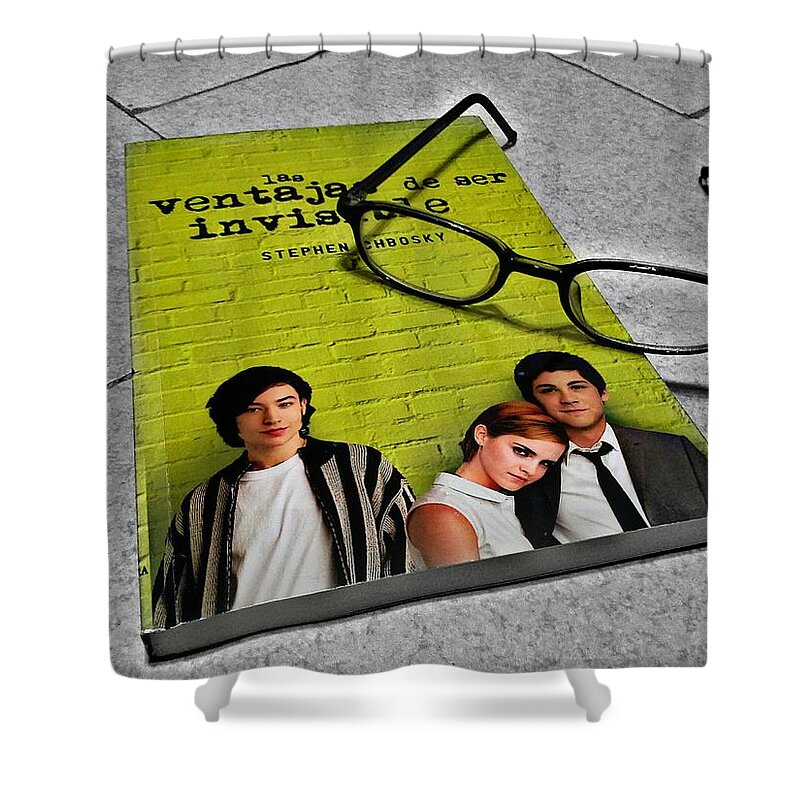 Book Shower Curtain featuring the photograph The Perks Book by Carlos Cloud