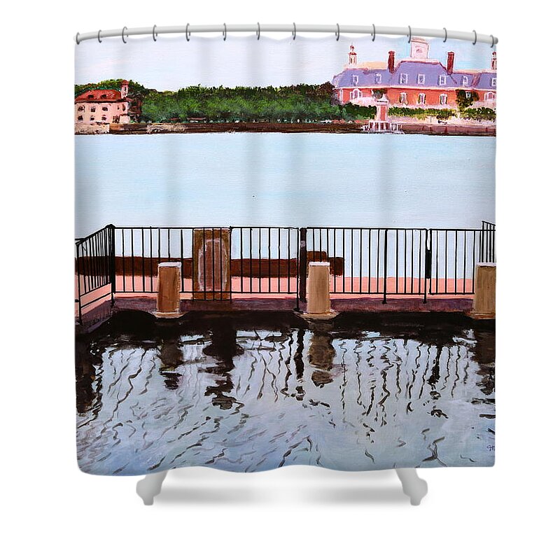 Florida Shower Curtain featuring the painting The Pier by M Diane Bonaparte