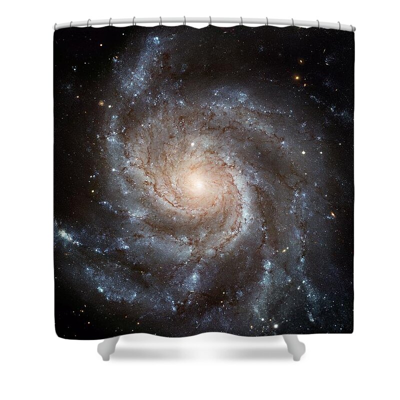 Pinwheel Shower Curtain featuring the painting The Pinwheel Galaxy by Hubble Space Telescope